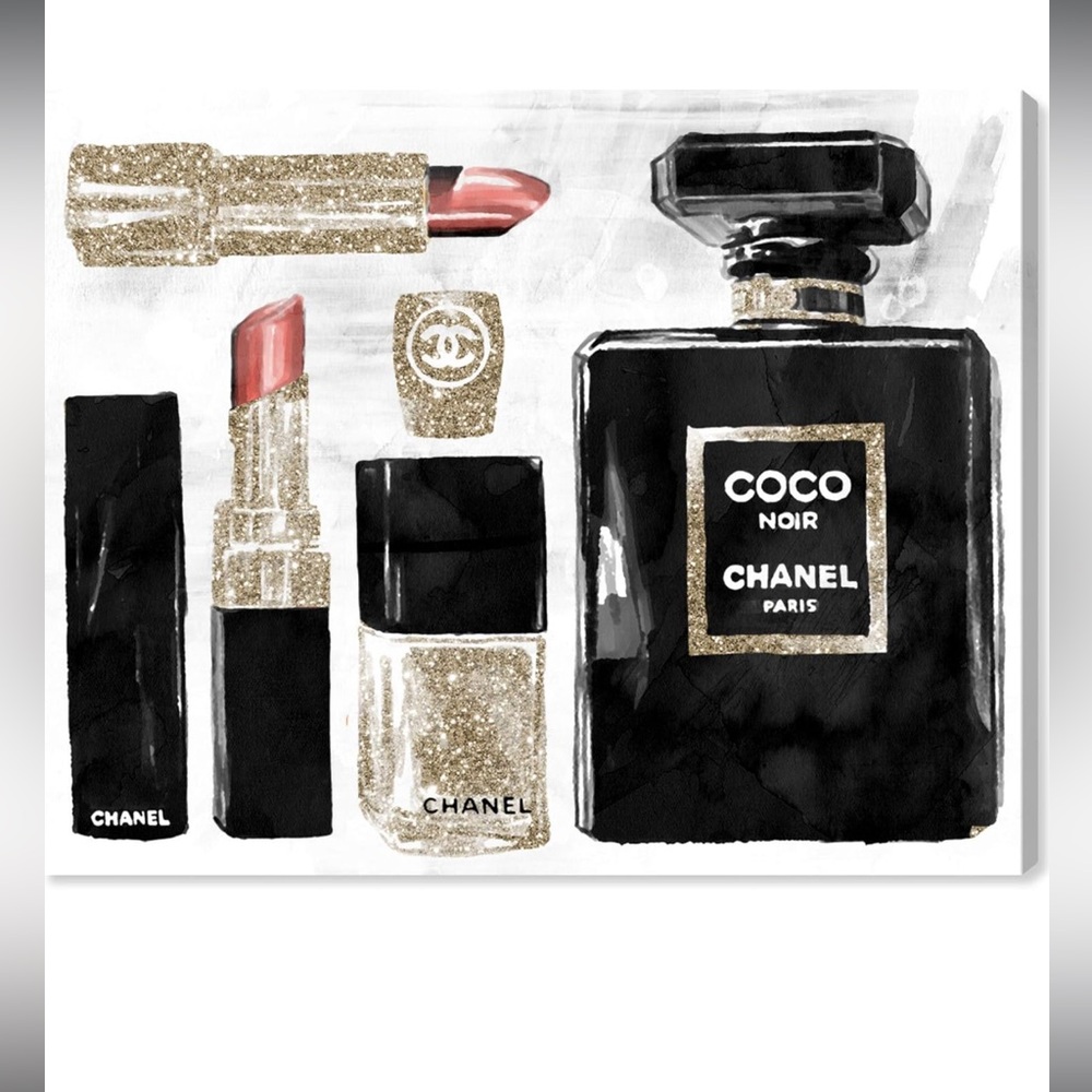 Chanel Coco Noir Black & Gold Cosmetic Art Print